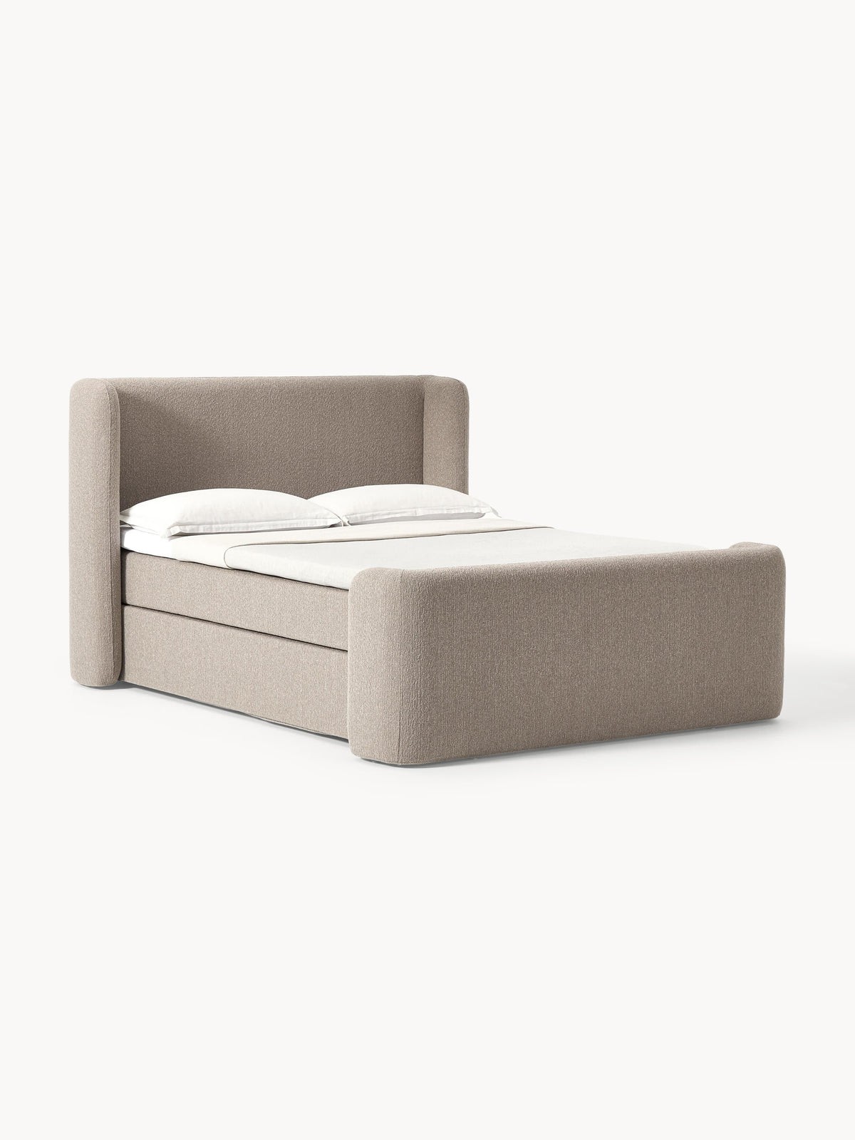 Perbrina Box Spring Bed in Bouclé
