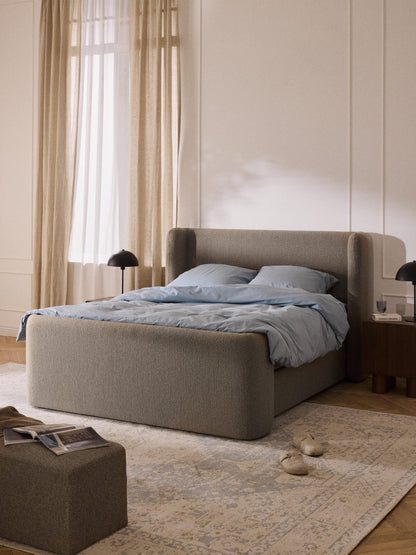 Perbrina Box Spring Bed in Bouclé