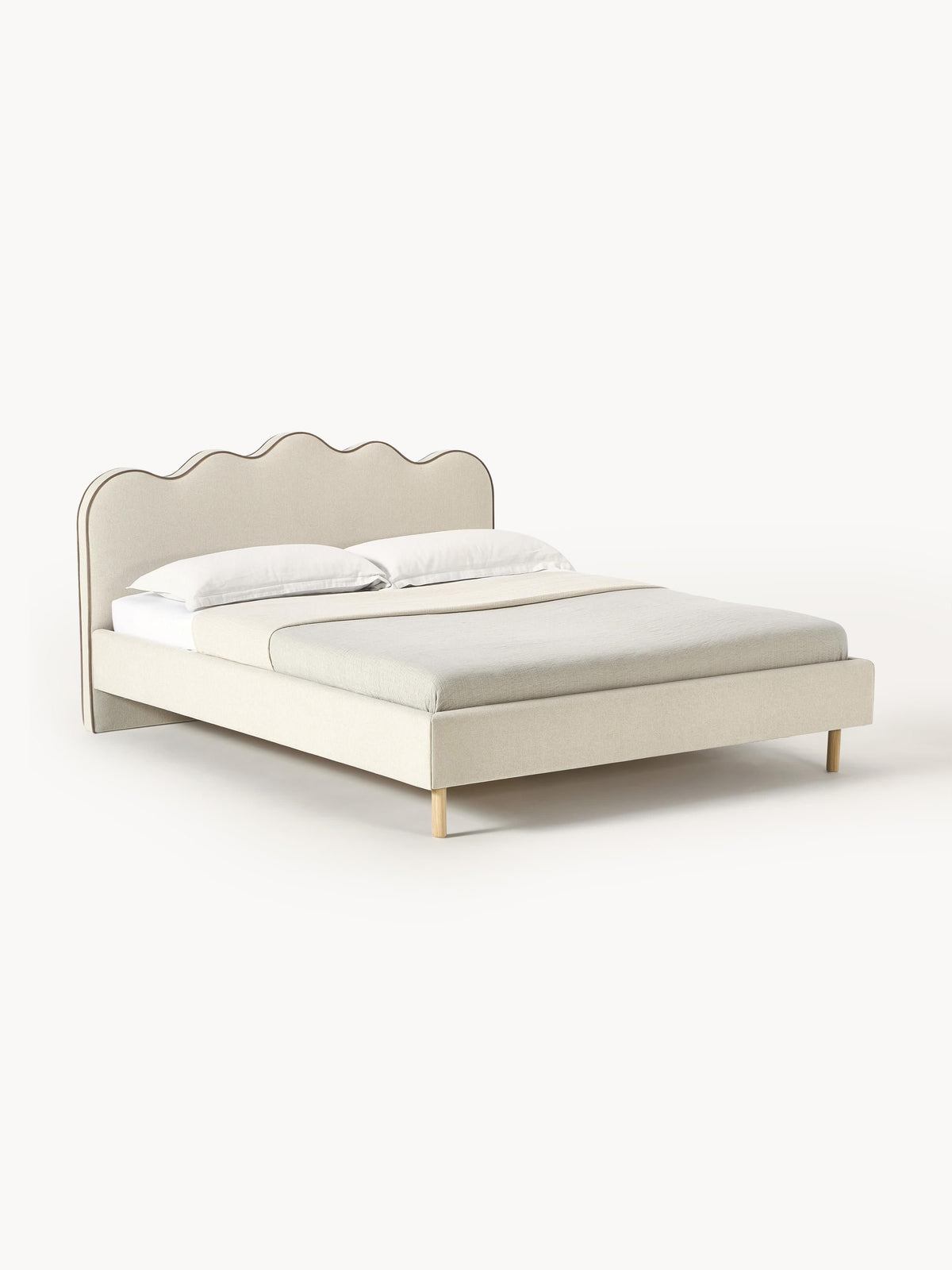Romelis Upholstered Bed with Wavy Headboard