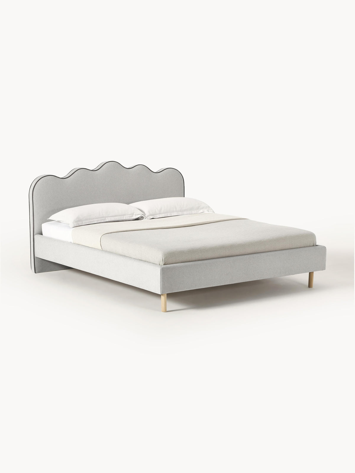 Romelis Upholstered Bed with Wavy Headboard