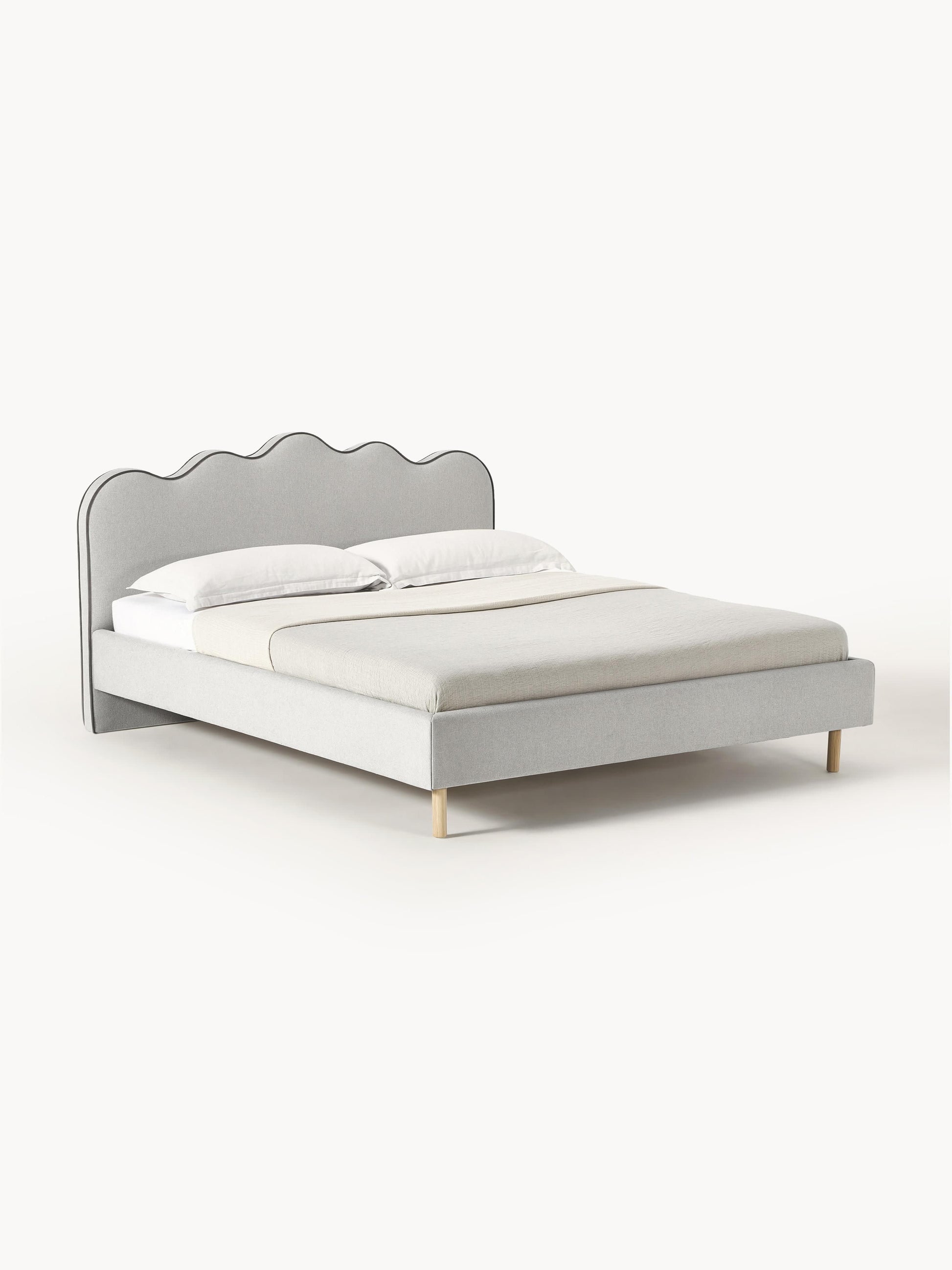 Romelis Upholstered Bed with Wavy Headboard
