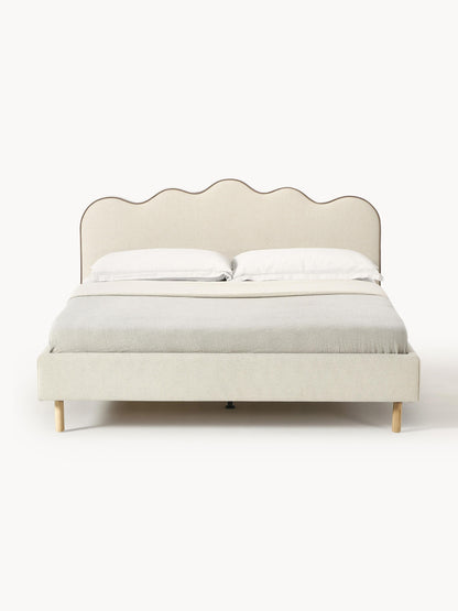Romelis Upholstered Bed with Wavy Headboard