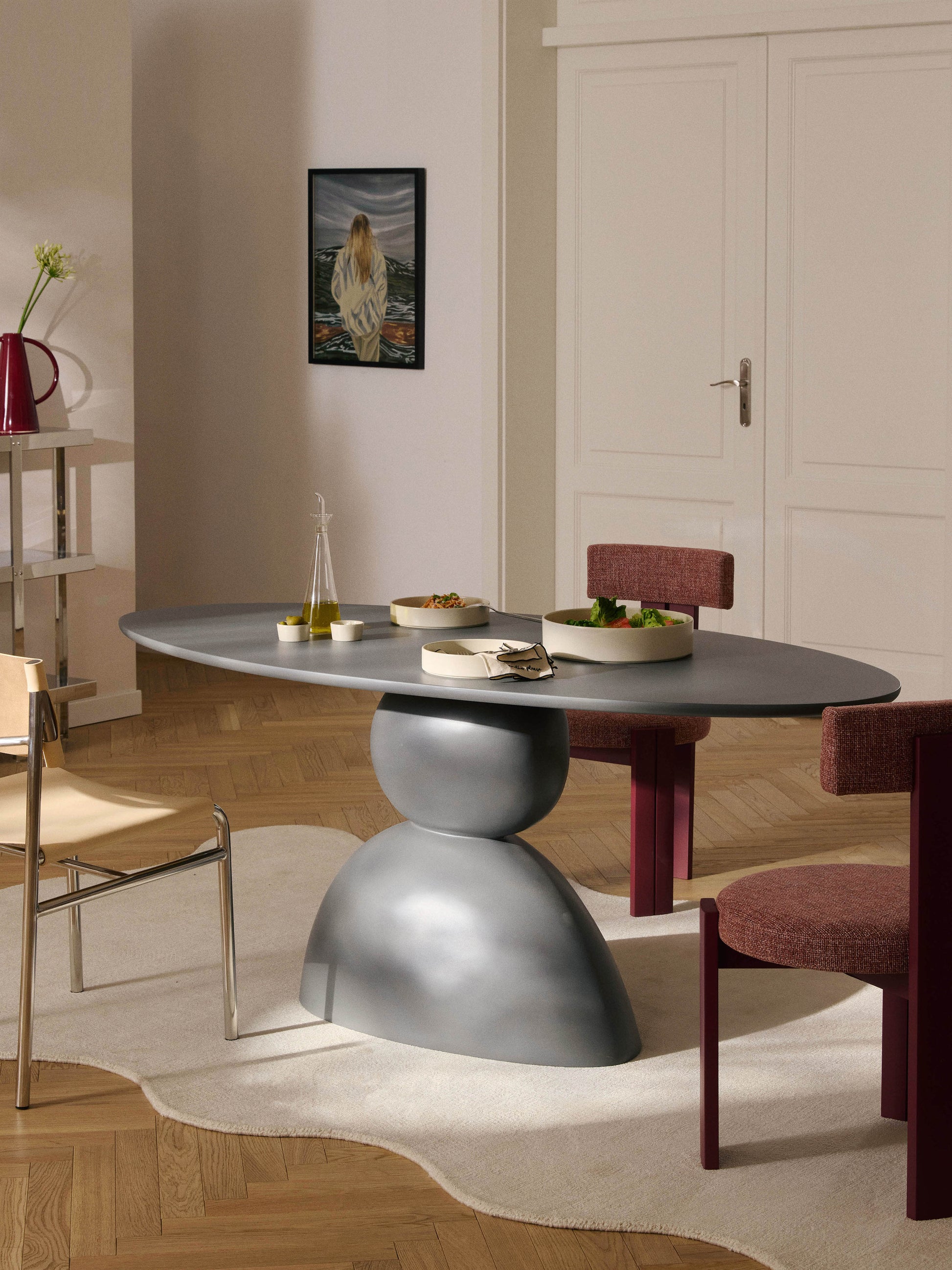 Sahrino Oval Dining Table with Organic Design, 180 x 90 cm