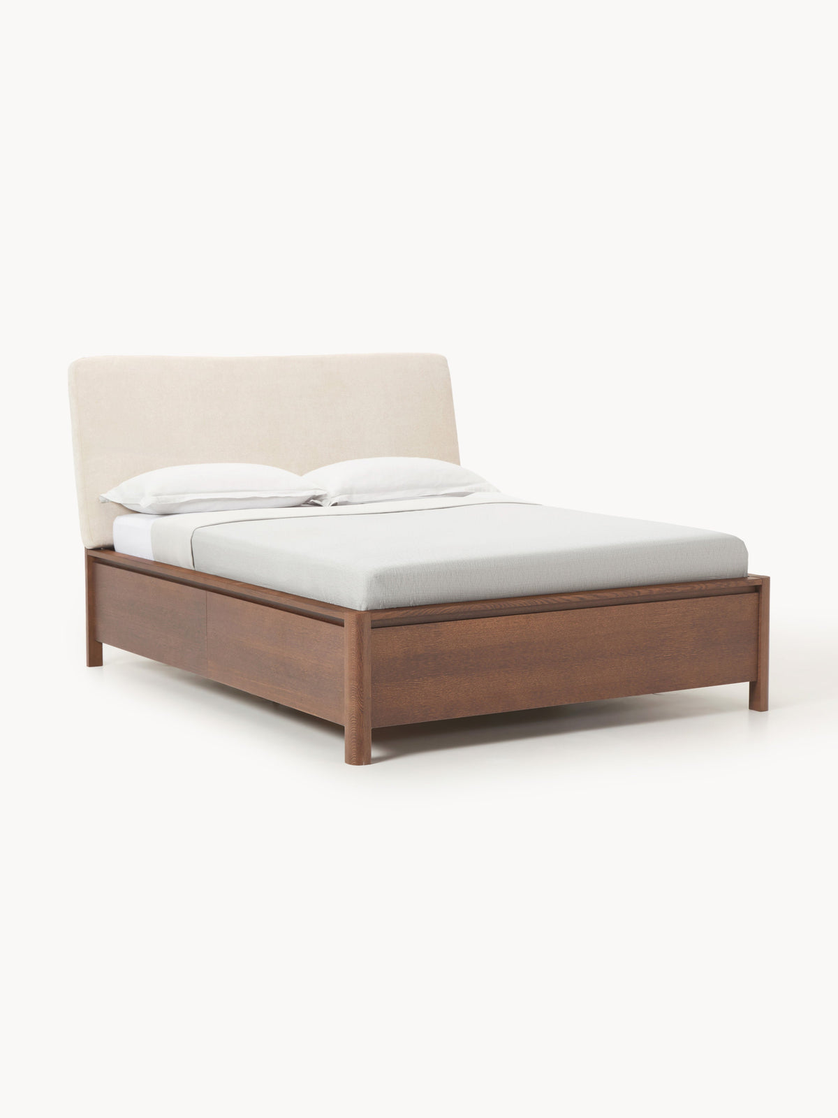 Santvenno Wooden Bed with Drawers and Upholstered Headboard