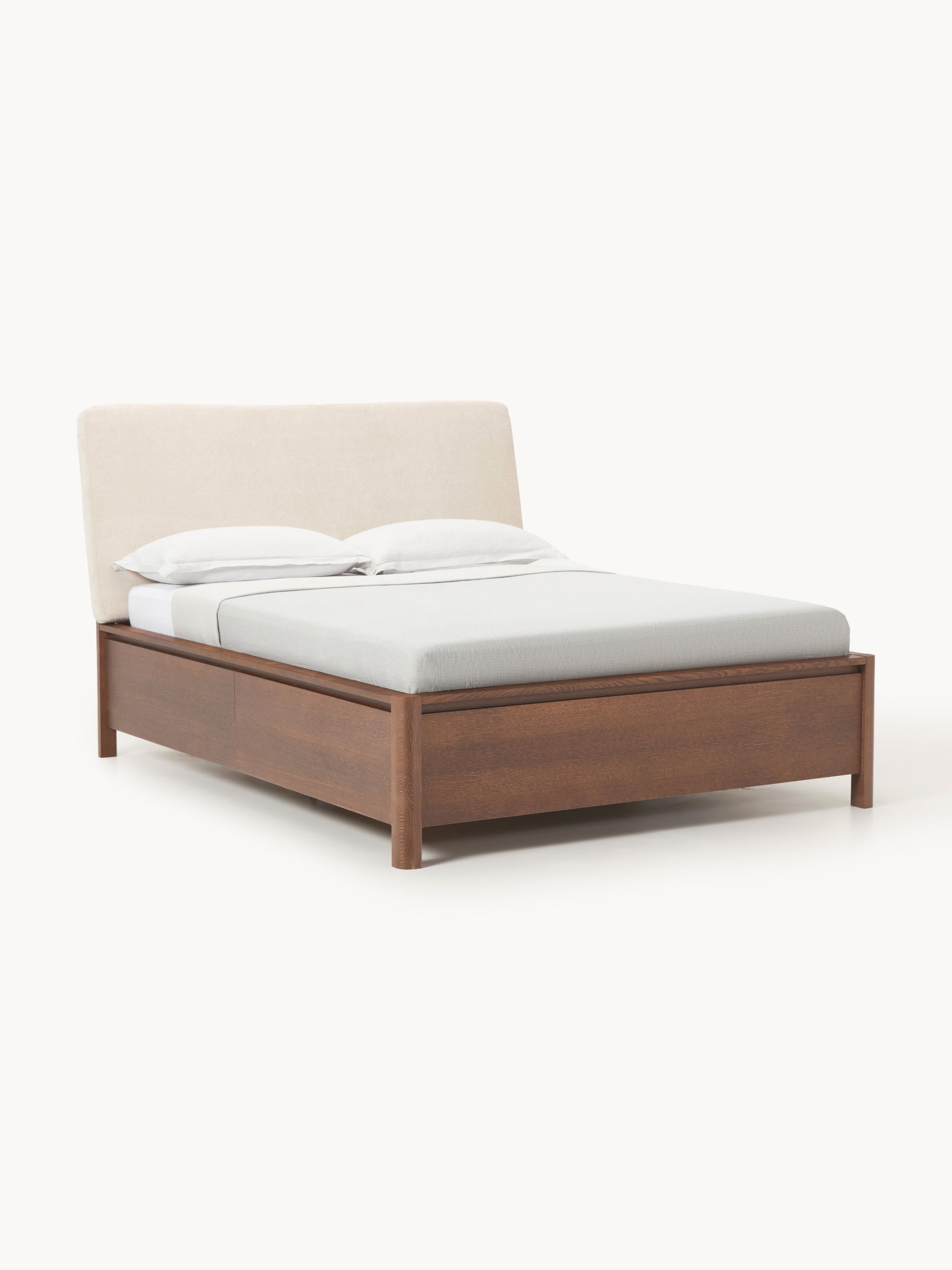 Santvenno Wooden Bed with Drawers and Upholstered Headboard