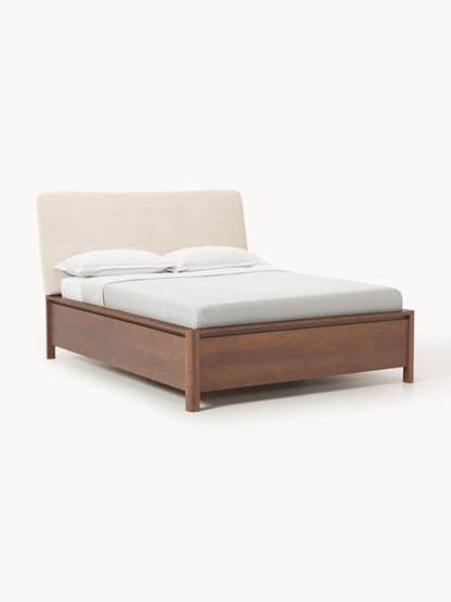 Santvenno Wooden Bed with Drawers and Upholstered Headboard