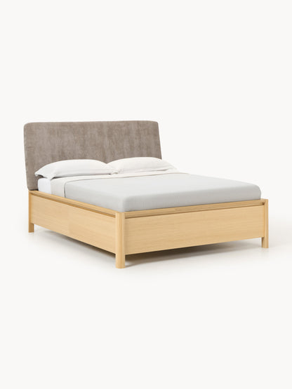 Santvenno Wooden Bed with Drawers and Upholstered Headboard