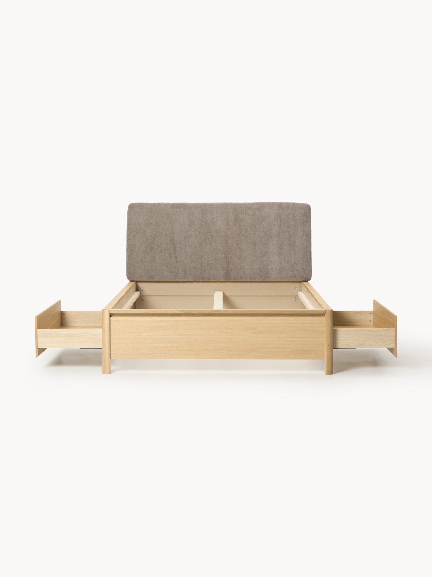 Santvenno Wooden Bed with Drawers and Upholstered Headboard