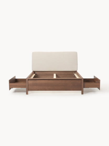 Santvenno Wooden Bed with Drawers and Upholstered Headboard