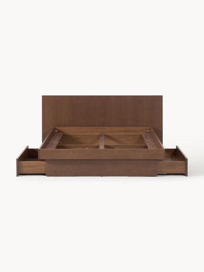 Satalvo Wooden Bed with Headboard and Drawers