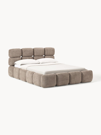 Taylenza Upholstered Bed in Teddy Bouclé with Storage