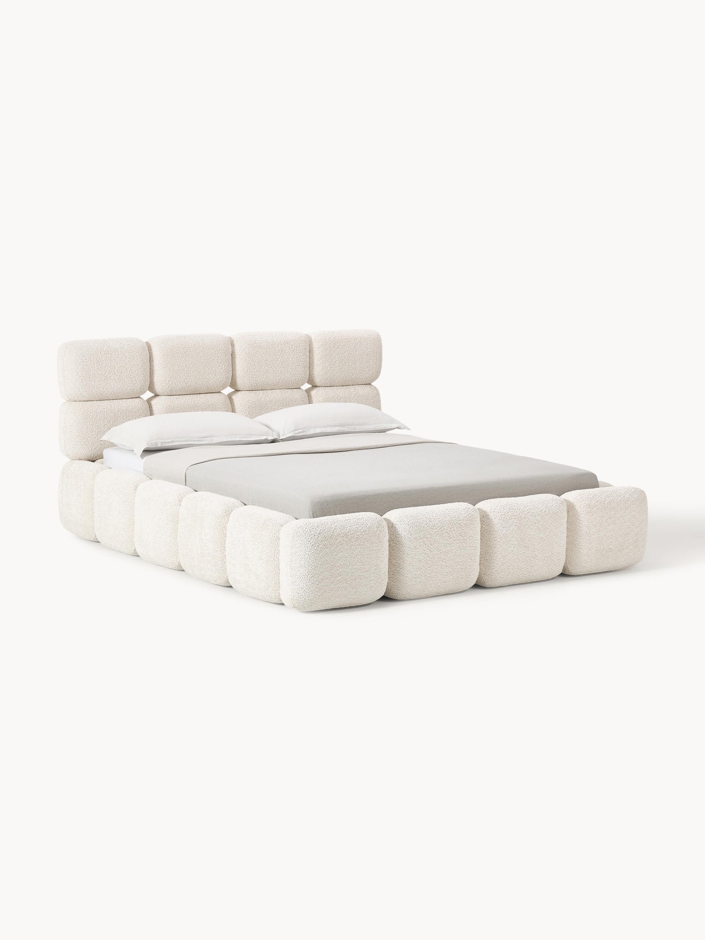 Taylenza Upholstered Bed in Teddy Bouclé with Storage