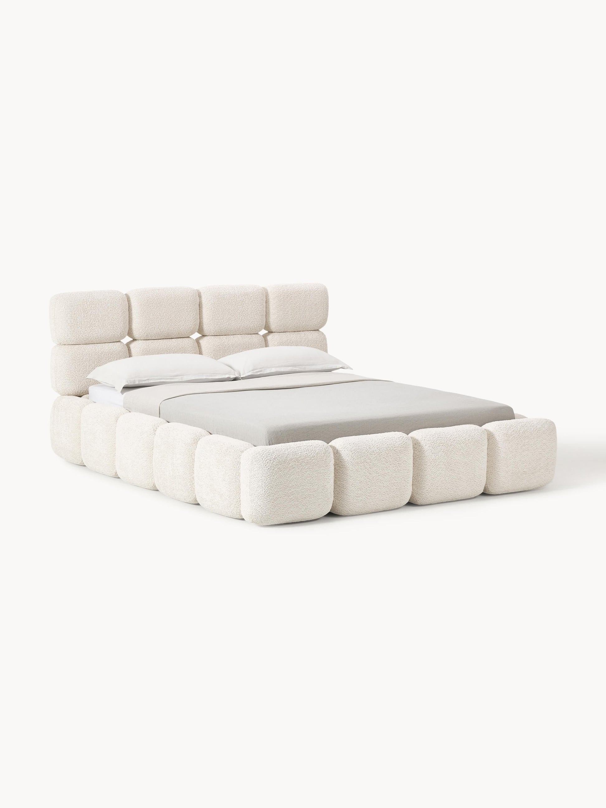 Taylenza Upholstered Bed in Teddy Bouclé with Storage