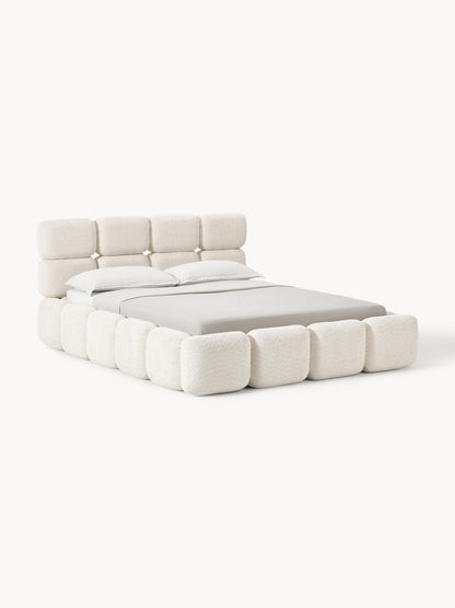 Taylenza Upholstered Bed in Teddy Bouclé with Storage