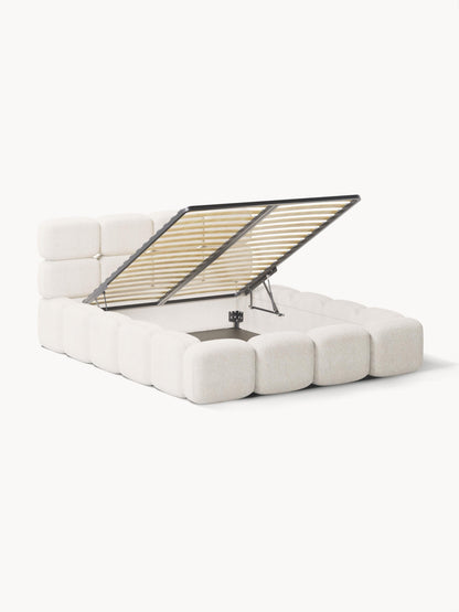 Taylenza Upholstered Bed in Teddy Bouclé with Storage