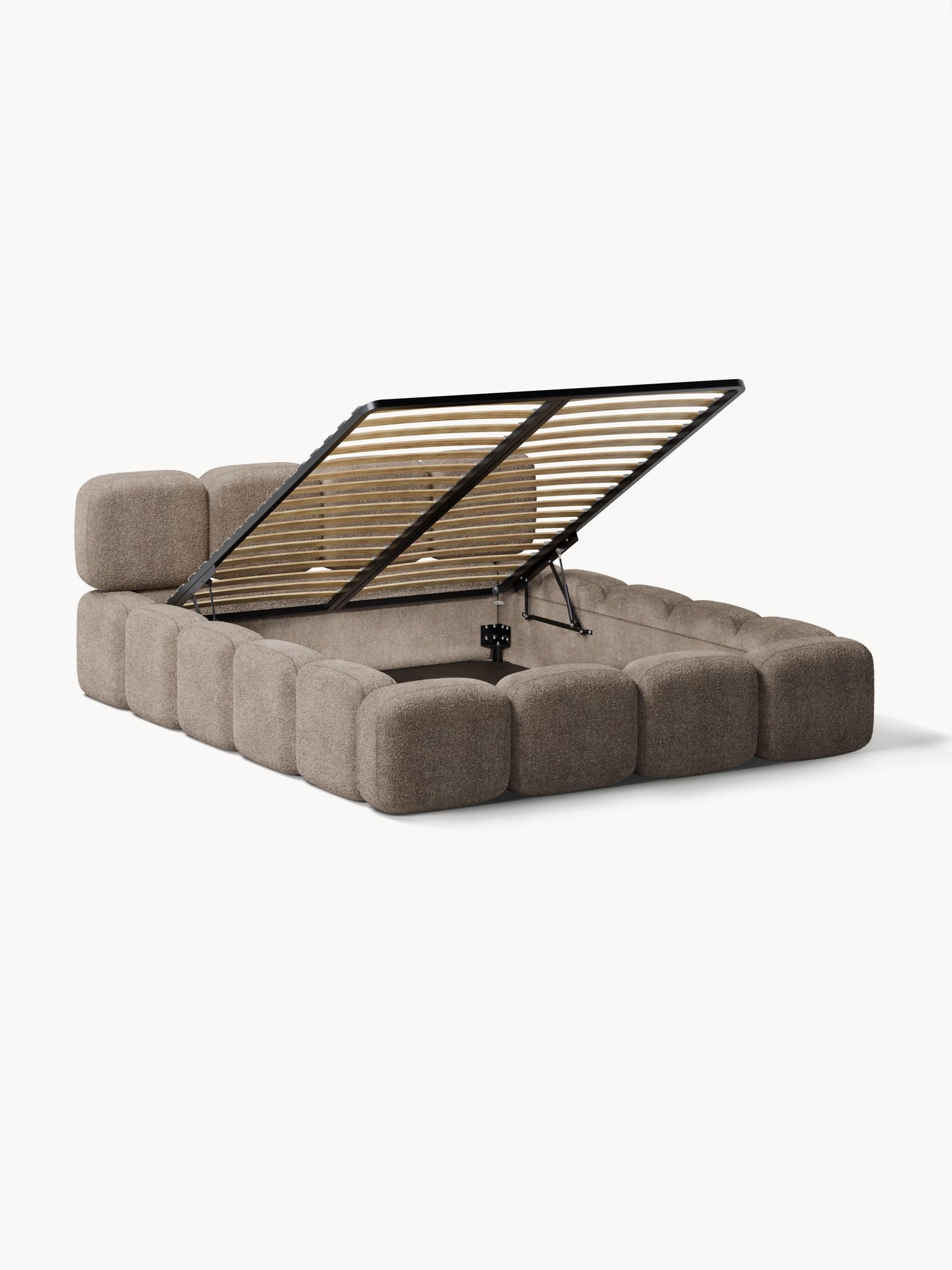 Taylenza Upholstered Bed in Teddy Bouclé with Storage