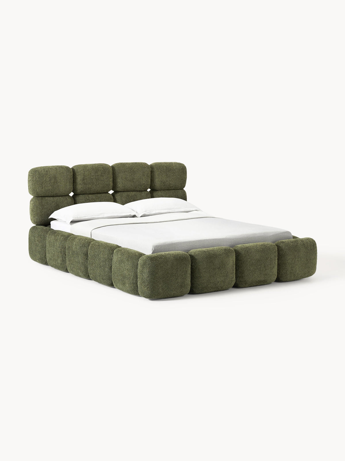 Taylenza Upholstered Bed in Teddy Bouclé with Storage