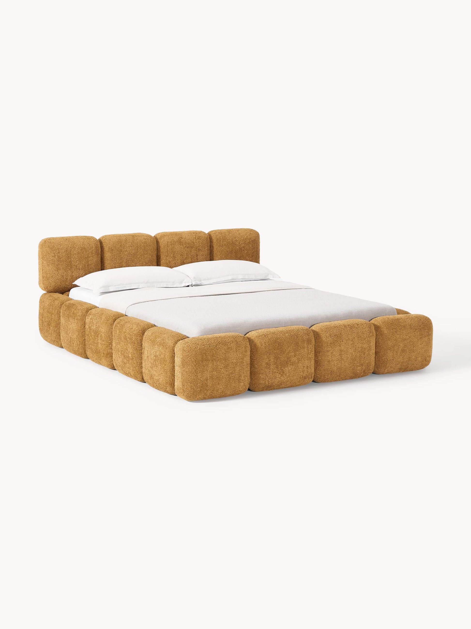 Taylenza Upholstered Bed in Teddy Bouclé with Storage