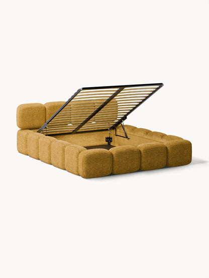 Taylenza Upholstered Bed in Teddy Bouclé with Storage