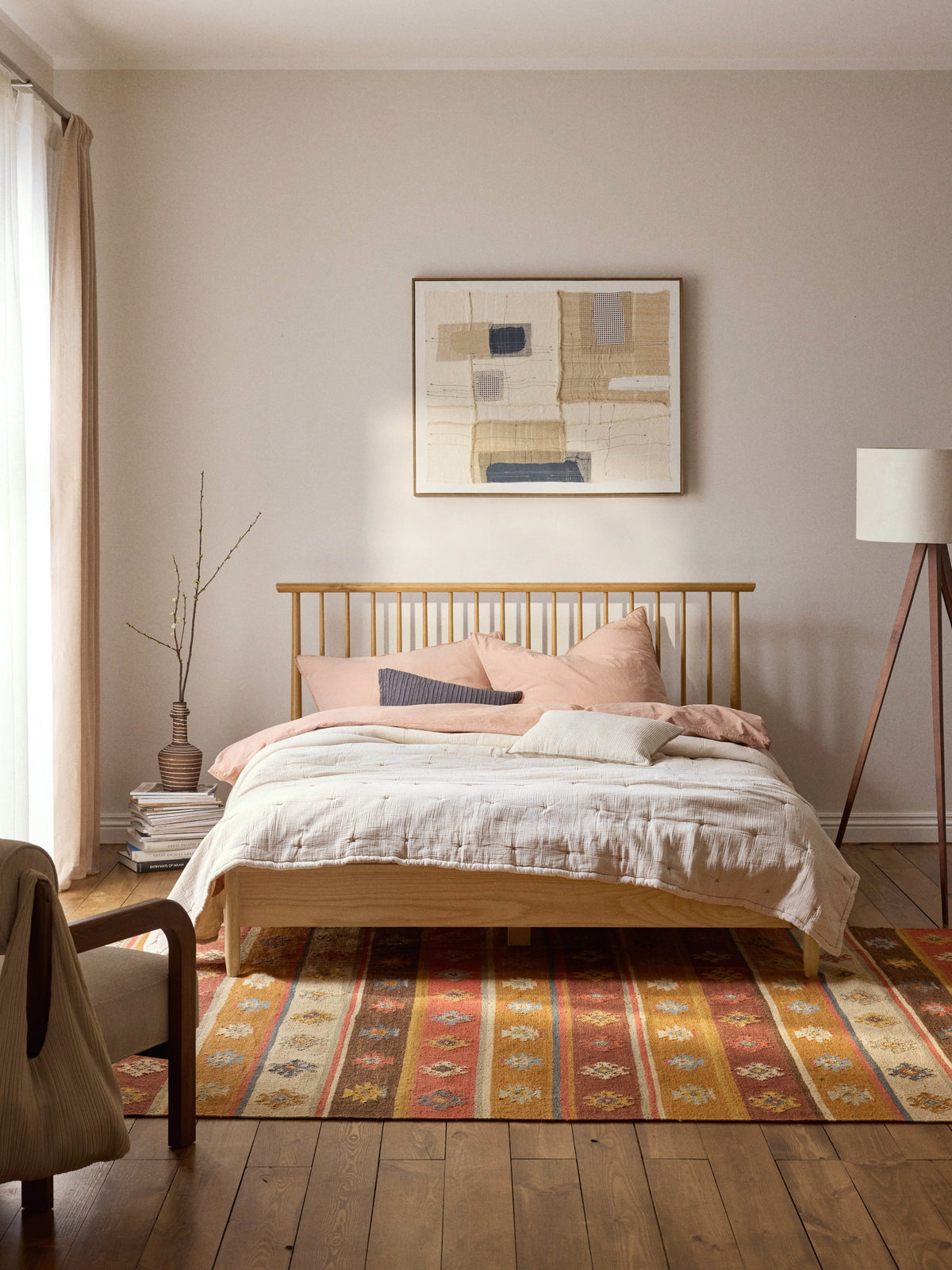 Winrico Wooden Bed with Pine Headboard