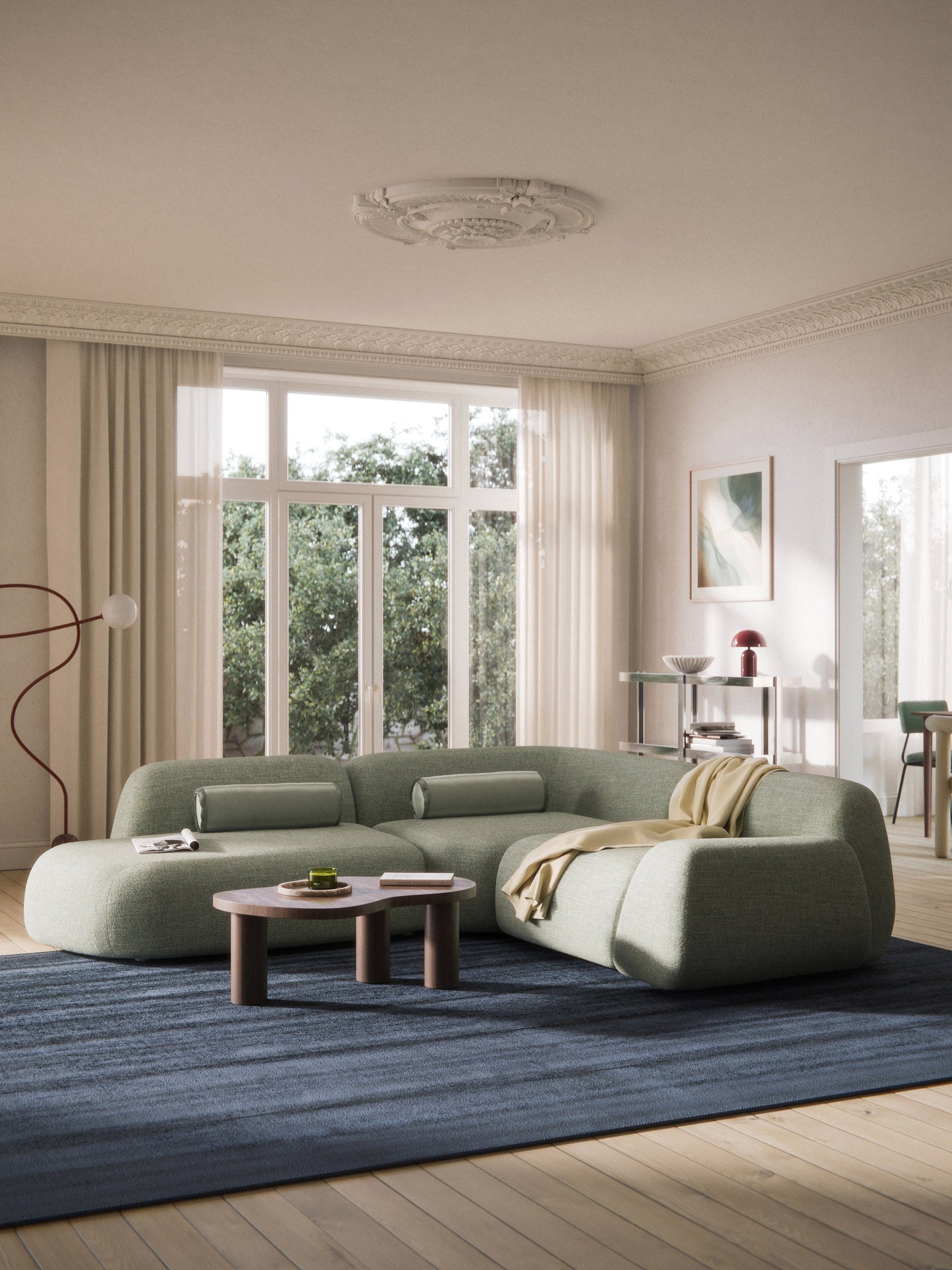 Wolzania Bouclé Modular Corner Sofa (4-Seater) with Chaise Longue