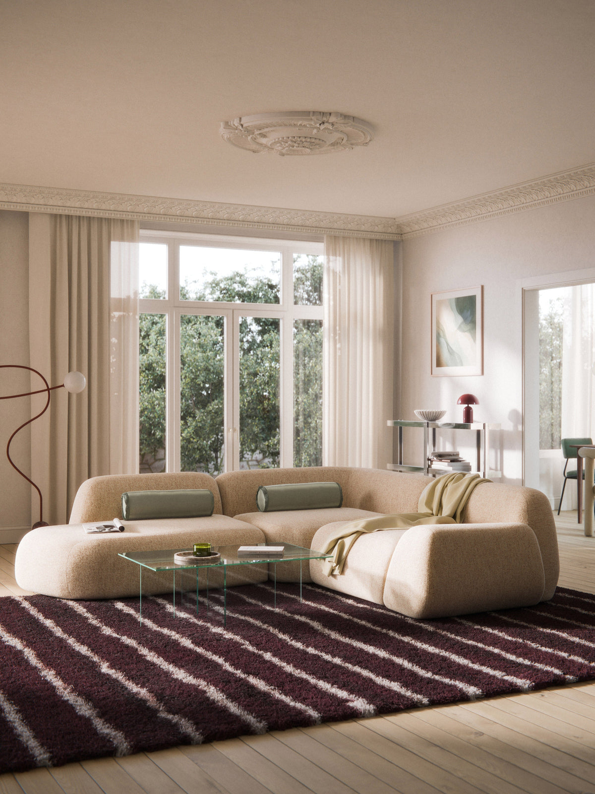 Wolzania Bouclé Modular Corner Sofa (4-Seater) with Chaise Longue