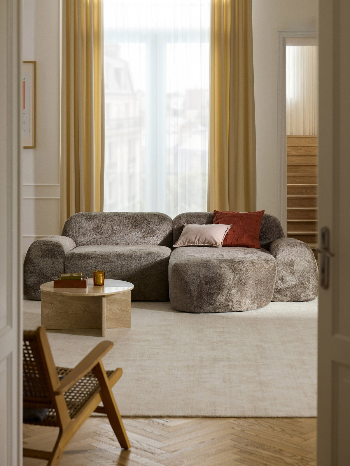 Wolzania Modular Corner Sofa (3-Seater) in Teddy Bouclé