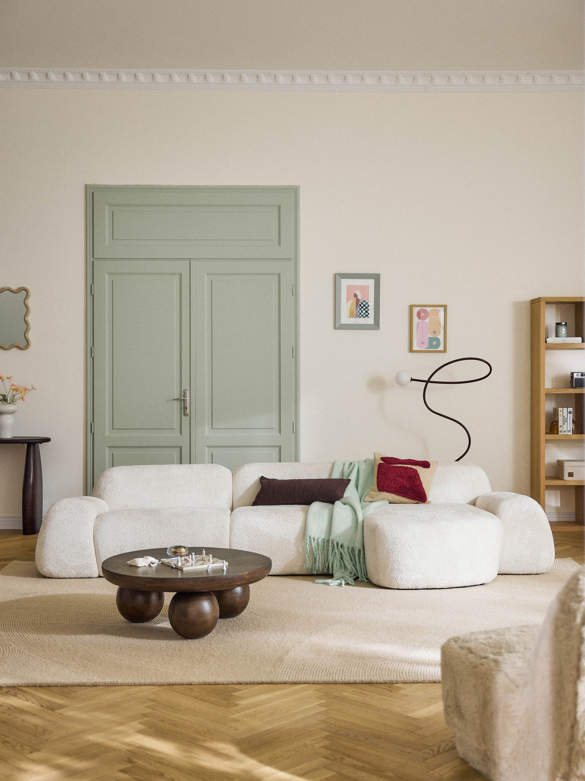 Wolzania Modular Corner Sofa in Teddy Bouclé (4-Seater)