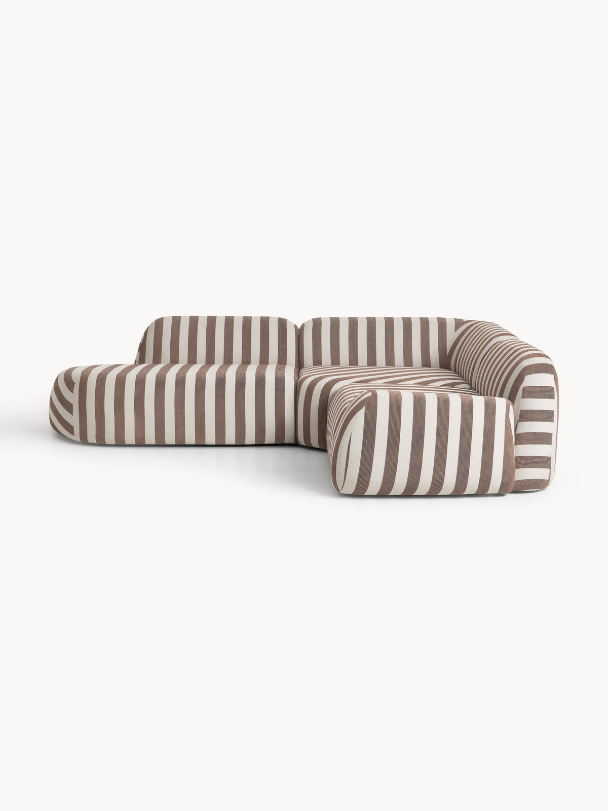 Wolzania Striped Modular Corner Sofa (4-Seater) with Chaise Longue