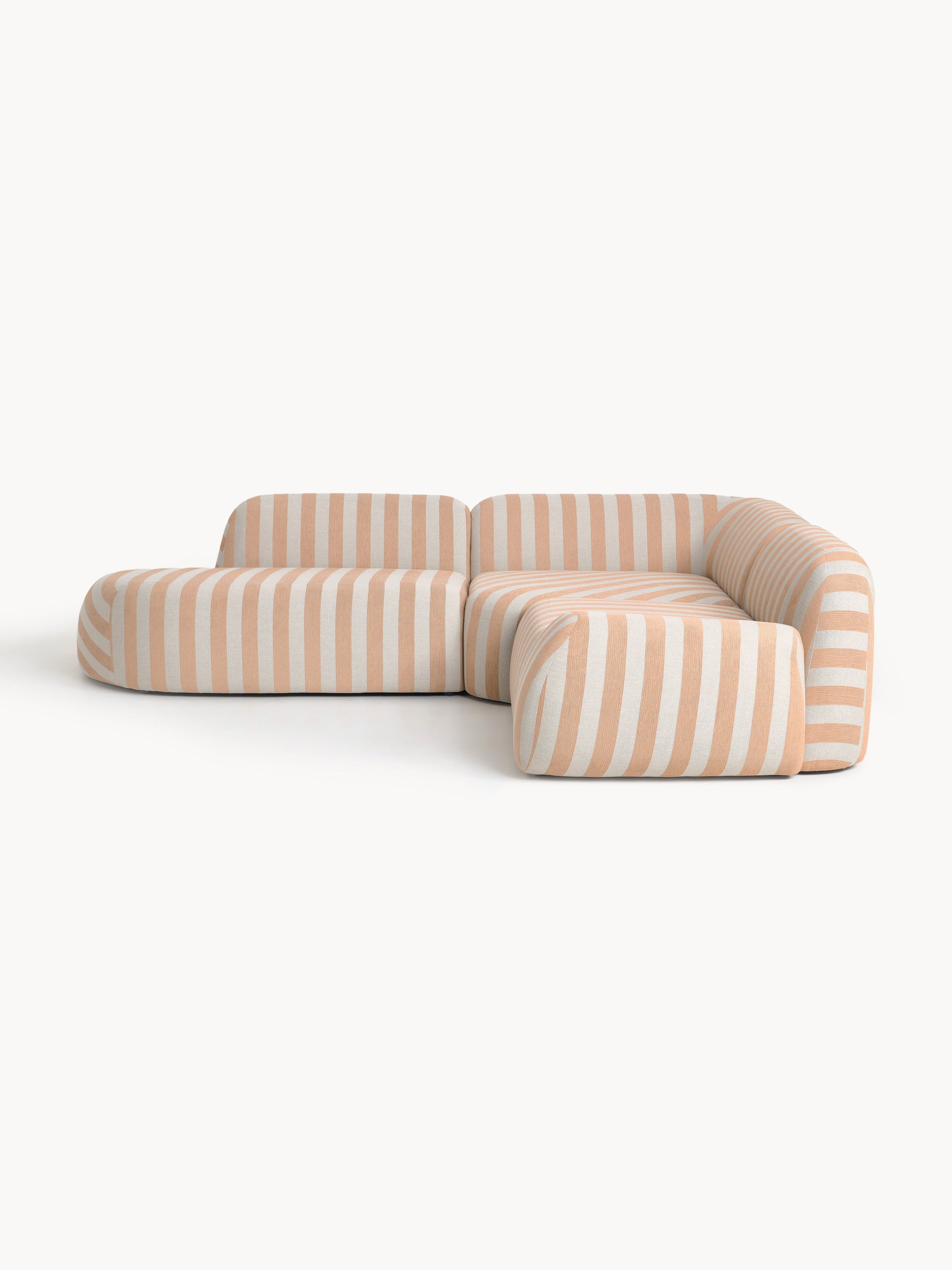 Wolzania Striped Modular Corner Sofa (4-Seater) with Chaise Longue