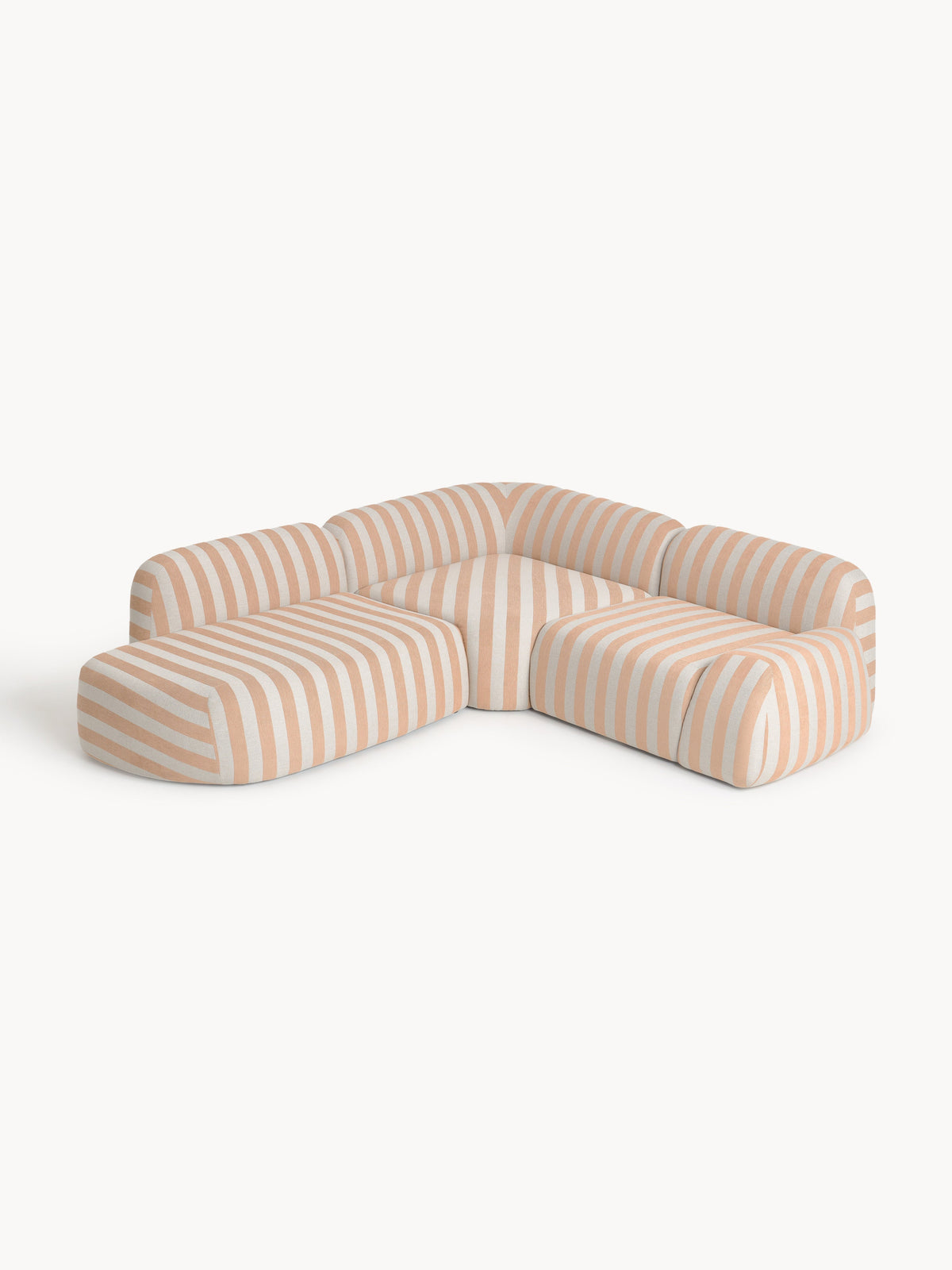 Wolzania Striped Modular Corner Sofa (4-Seater) with Chaise Longue