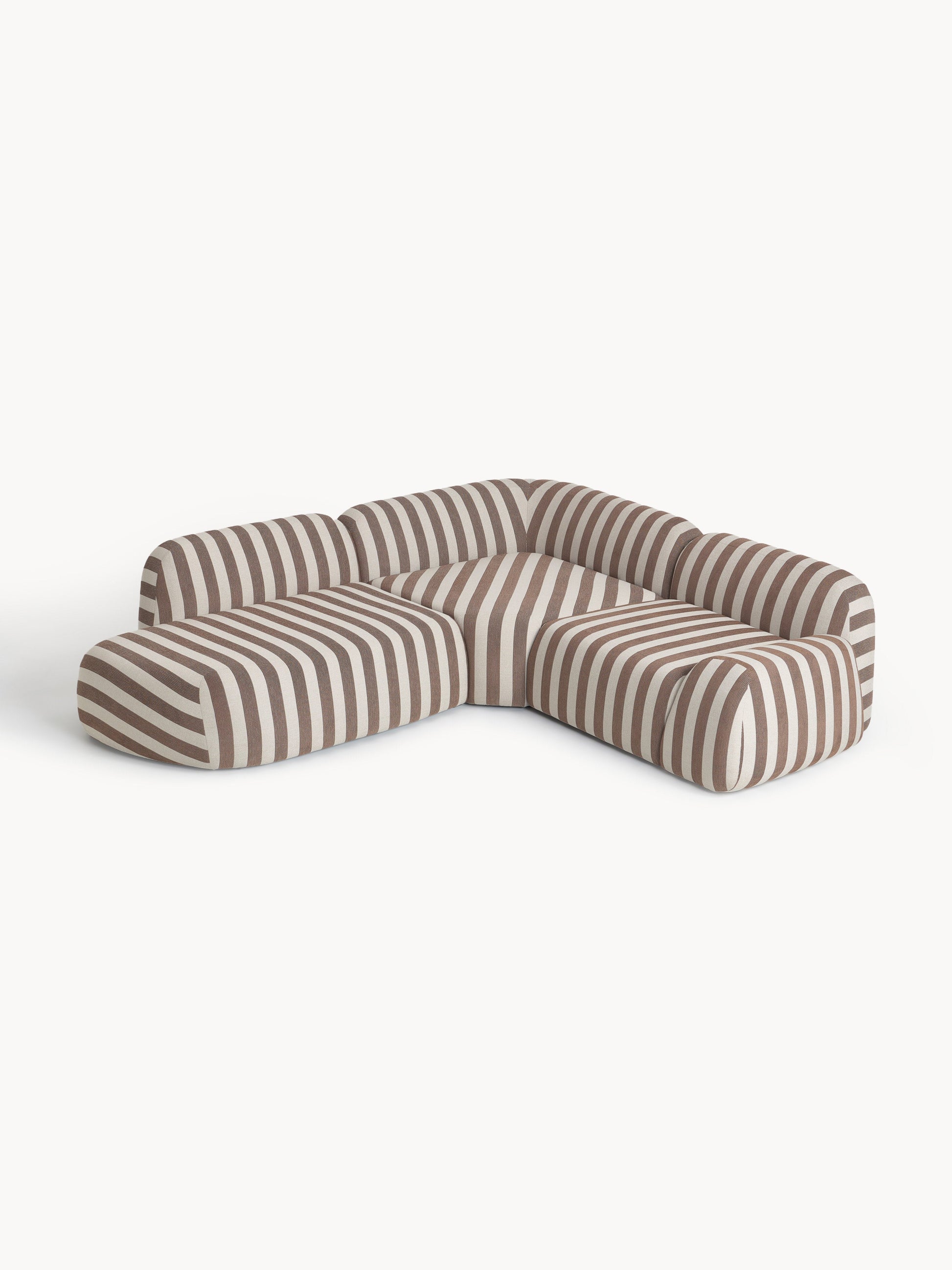 Wolzania Striped Modular Corner Sofa (4-Seater) with Chaise Longue