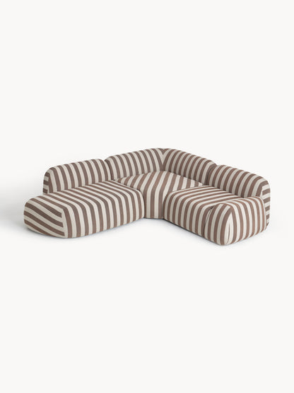 Wolzania Striped Modular Corner Sofa (4-Seater) with Chaise Longue