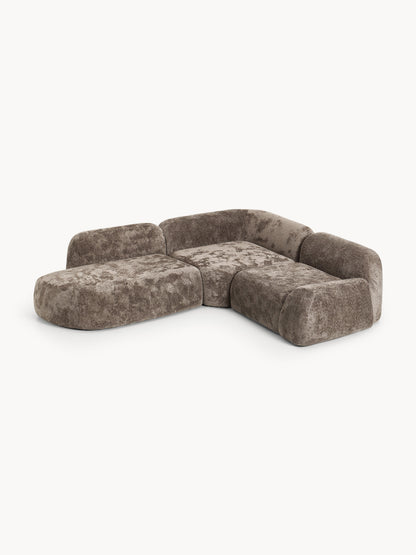 Wolzania Teddy Bouclé Modular Corner Sofa (4-Seater) with Chaise Longue