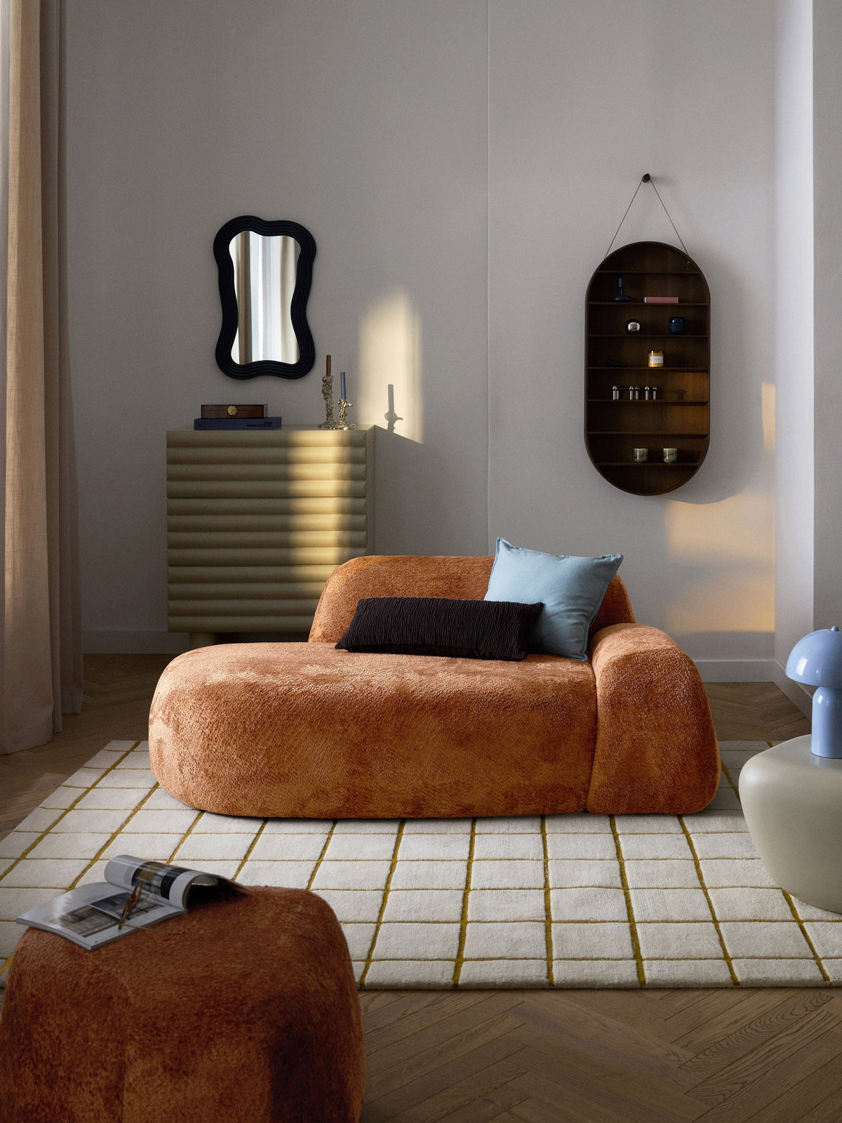 Wolzania Teddy Bouclé Sofa (2-Seater) with Chaise Longue