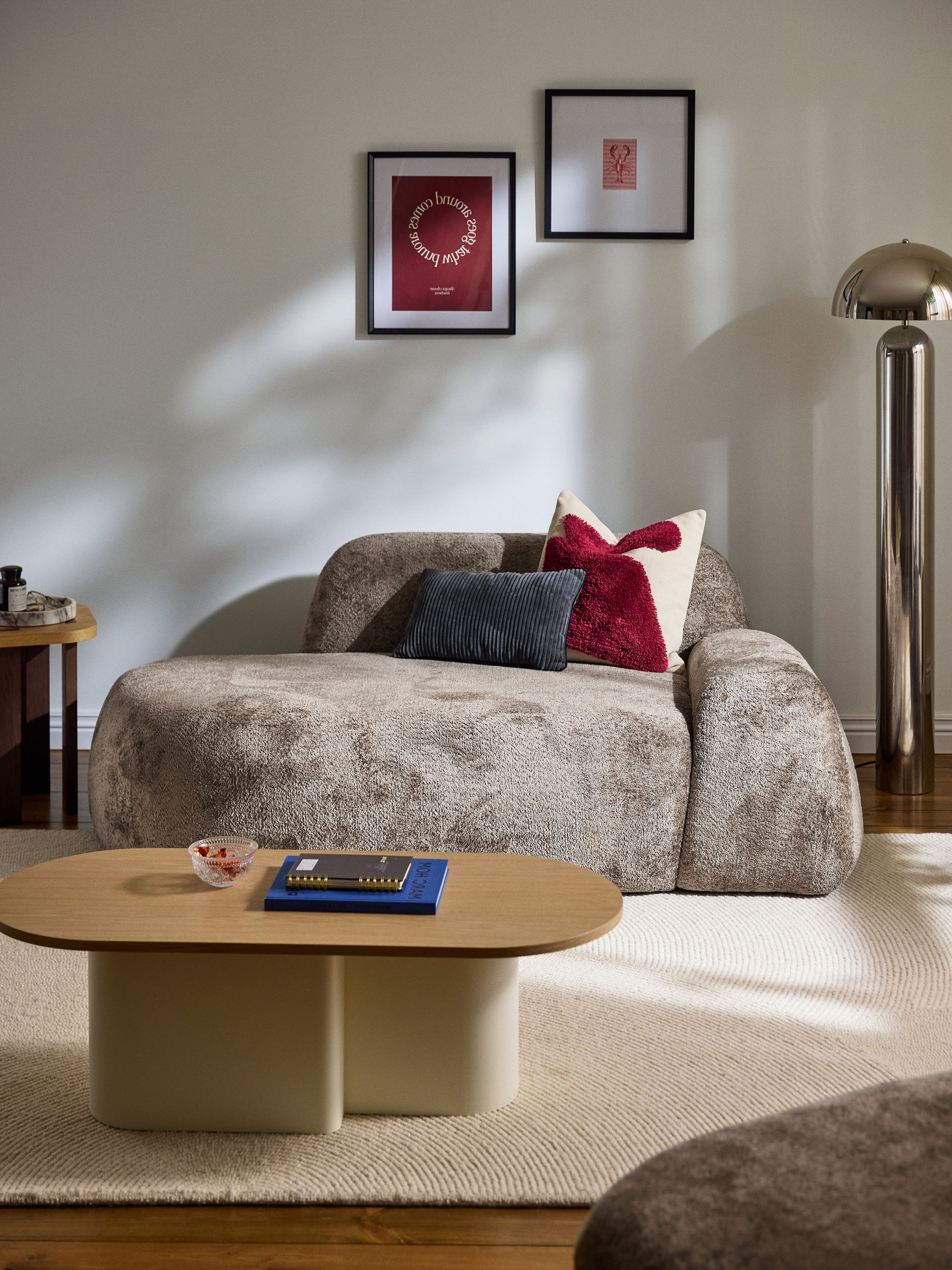 Wolzania Teddy Bouclé Sofa (2-Seater) with Chaise Longue