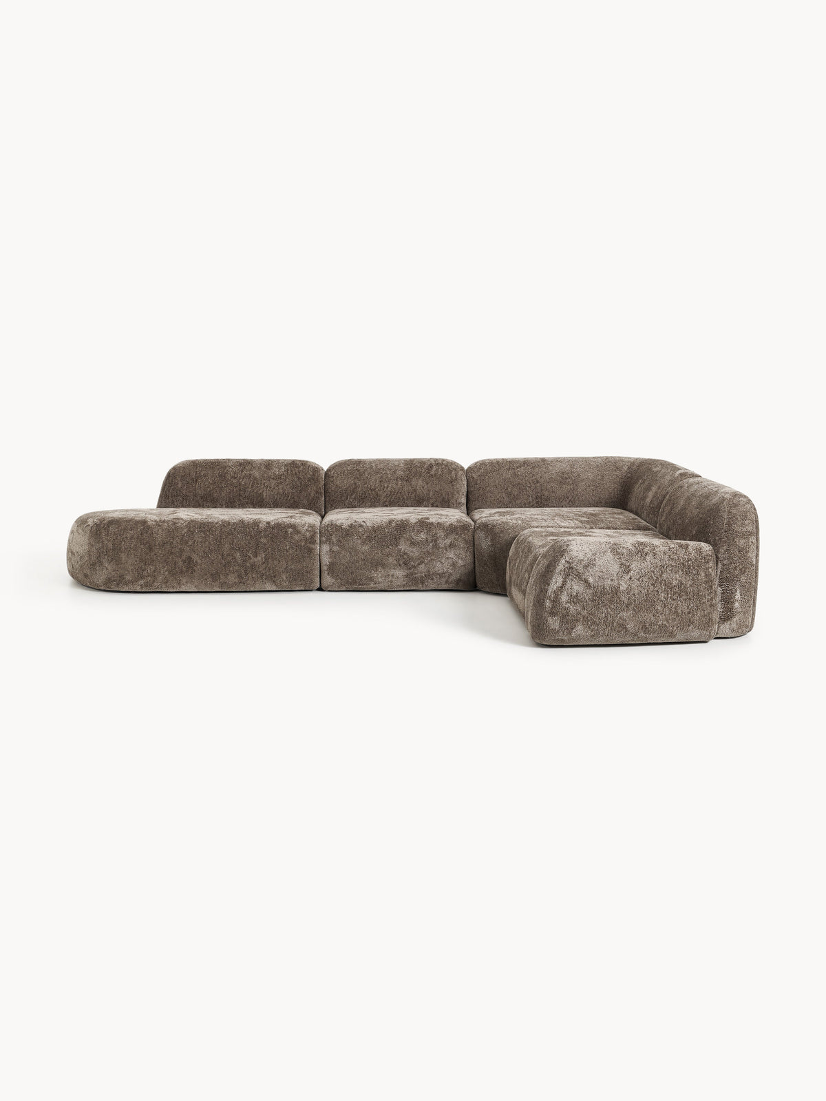 Wolzania XL Modular Corner Sofa in Teddy Bouclé with Chaise Longue