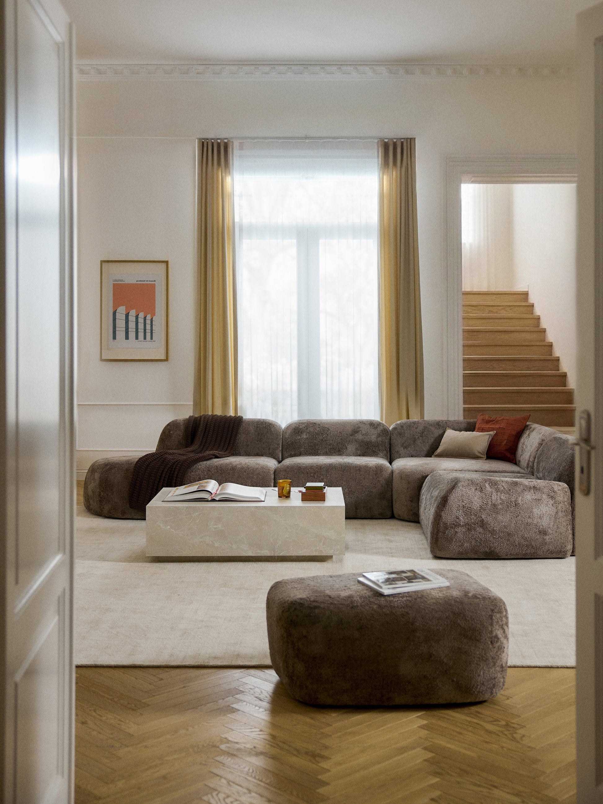 Wolzania XL Modular Corner Sofa in Teddy Bouclé with Chaise Longue