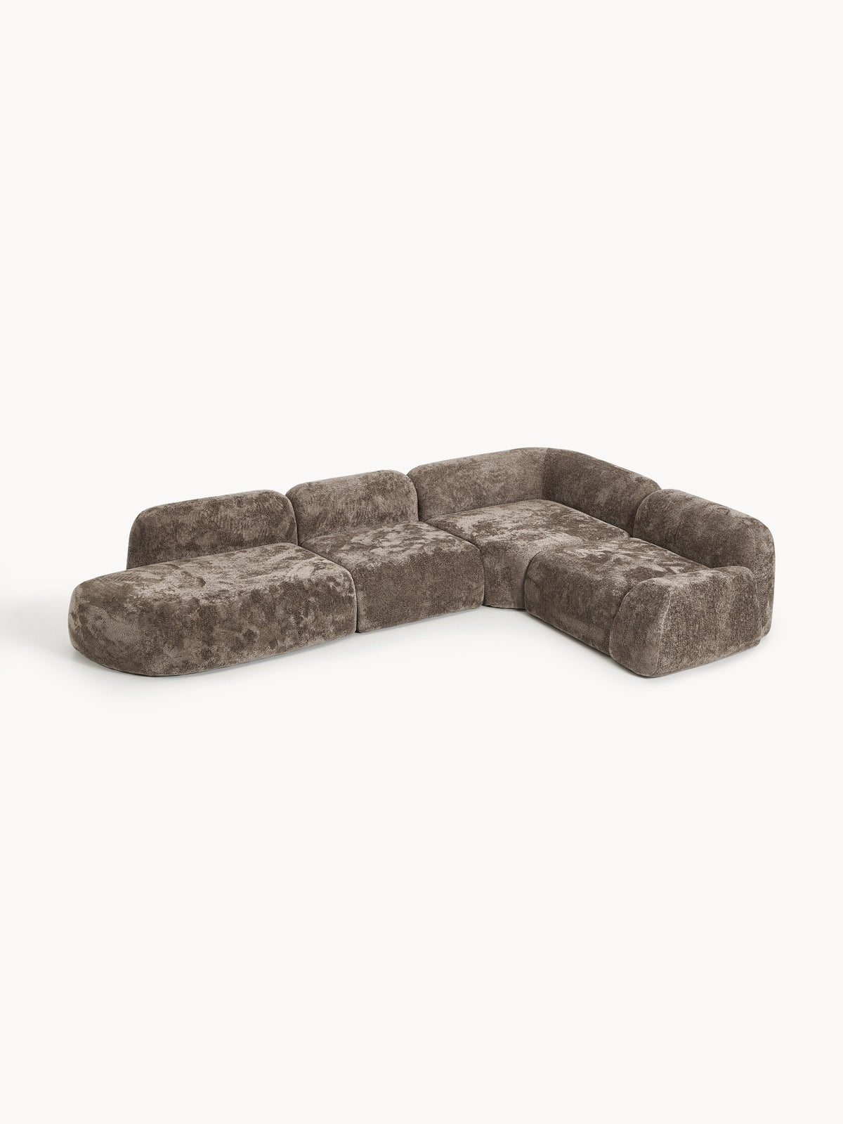 Wolzania XL Modular Corner Sofa in Teddy Bouclé with Chaise Longue