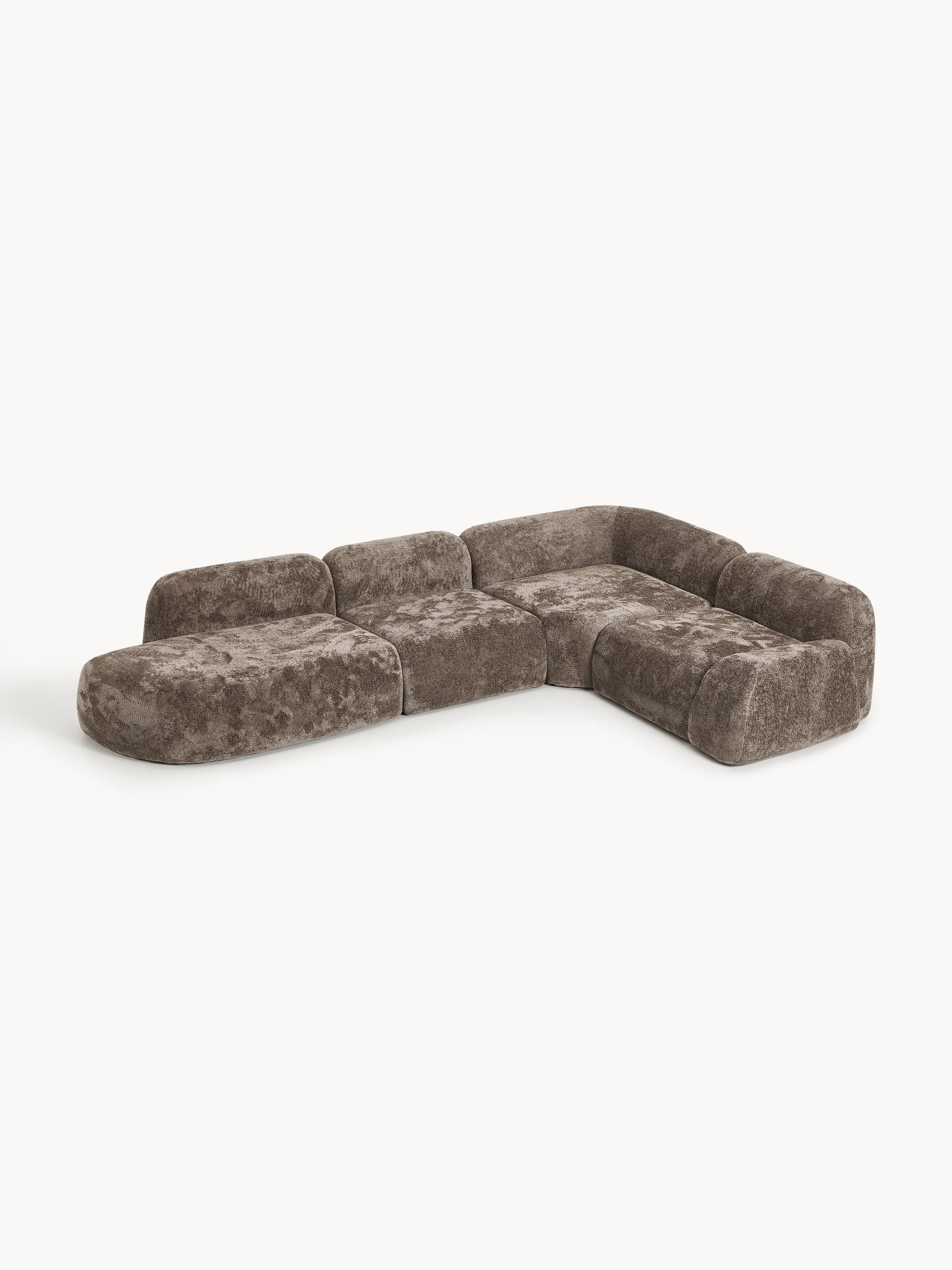 Wolzania XL Modular Corner Sofa in Teddy Bouclé with Chaise Longue